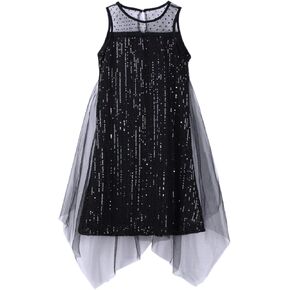 Girl Sequin Dress Kids Sparkle Sleeveless Tulle Party Prom Mesh Dress