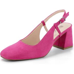 IDIFU IN3 Women's Pumps Closed Toe Chunky Heels Low Slingback Block Square Toe Short Thick Heels Wedding Bride Prom Office Bridal Work Dress Shoes for Women Comfortable Cute Professional Pumps Shoes