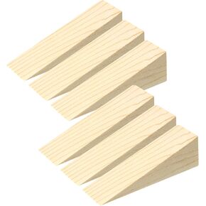 6 Pcs Wooden Door Stopper for Bottom of Door Shims Wood Block Door Stoppers Security Solid Non-Slip Doorstop Shims Triangle Wood Stopper Fit for Bottom of Door On Tile Concrete Carpet Wooden Floor