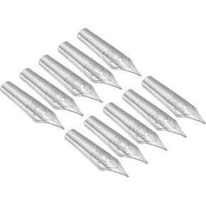 PATIKIL 0.5-0.7mm Line Width Fountain Pen Nib Replacement, 10 Pack 304 Stainless Steel Ink Dip Calligraphy Pen Nib for Drawing Writing, Silver