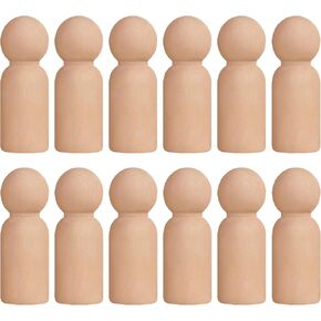 Peg Dolls Unfinished 2 inch Angel Pack of 30 Wooden Peg People for Crafts Chess Pieces Cake Toppers