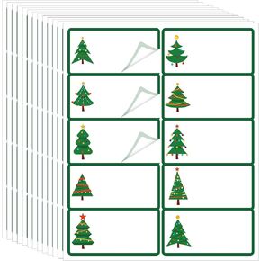 250 Pcs Christmas Address Labels 2 x 4 Inch Foil Snowflake Printable Gift Tags Compatible with Laser and Inkjet Printer Mailing Label 10 Per Sheet for Package Office (Tree, Green)
