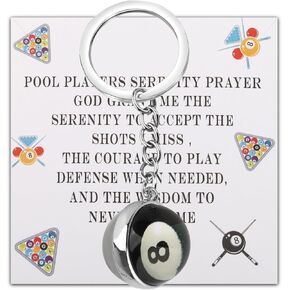 LQRI Billiards Ball Pendant Keychain Lucky 8 Ball Charm Gift Pool Player Gift for Billiards Lover Billiards Player Gift