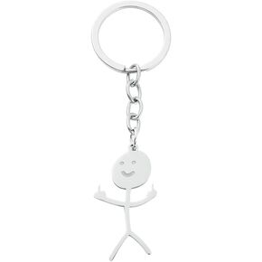 COLORFUL BLING Long Distance Friendship Keyring Stainless Steel Funny Doodle keychain Middle Finger Pendant Keyring-ghost