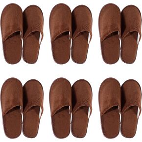 6 Pairs Spa Slippers,Disposable Slippers,Closed Toe Spa Slippers,Non Slip Indoor Hotel Slippers,Coral Fleece Slippers House Slippers For Guest,Home,Hotel,Travel