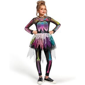 أزياء Spooktacular Creations للفتيات ذات الهيكل العظمي، فستان توتو بهيكل عظمي شبحي للفتيات في الهالوين in Kuwait