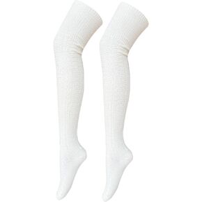 Bestjybt Women Extra Long Thigh High Socks Cotton Knit Over Knee Socks Warm Thick Leg Warmer Boot Stockings