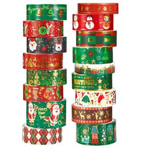 SANNIX Christmas Washi Tape, 17 Rolls Holiday Decorative Washi Tapes 4 Sizes Red Green Gold Foil Christmas Masking Tape for Xmas Scrapbook Bullet Journal Gift Wrapping DIY Crafts