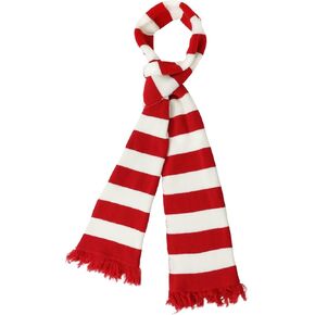 Red and White Striped Scarf with Santa Hat Christmas Soft Knit Scarf Classic Striped Scarves Gru Costume for Women Men