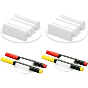 4Pcs Pencil Holder for Desk, Upgraded Round Pen Holder with Two Card Slots, Silicone Adhesive Pen Holders & Marker Clip for School Classroom Office Desk, Student/ Kids/Teacher Supplies (Black, 4Pcs)