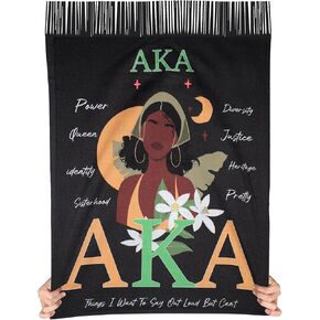 AKA Sorority Gifts for Women, Sorority Women's Scarf Shawl, Warm Soft Flowers Wraps with Tassel, Elegant Wrap Gifts for Women