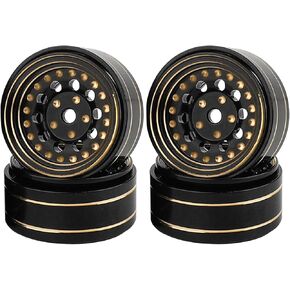 1.0 Brass Beadlock Wheel Rims 4PCS Brass Crawler Wheels for TRX4M SCX24 FCX24 1/24 1/18 RC Crawler,42g/pcs (Whirlwind)
