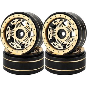 1.0 Brass Beadlock Wheel Rims 4PCS Brass Crawler Wheels for TRX4M SCX24 FCX24 1/24 1/18 RC Crawler,42g/pcs (Whirlwind)