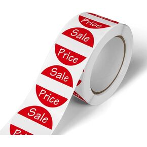 1000 Red Price Labels, 1 Inch Round Yard & Garage Sale Stickers, Retail Store Tags