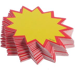 200Pcs Star Burst Signs, 2.75x1.97in Blank Star Retail Sale Signs, Star Burst Sale Tags for Retail Stores, Junk, Sale Tags, Party, Merchandise Display, Classroom Supplies