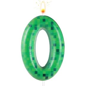 Pixel Miner Birthday Cake Candle, Dynamite Birthday Candle Green Number Birthday Candle TNT Themed Birthday Candle for Birthday Cake Games Party Decoration Supplies (Number 6)