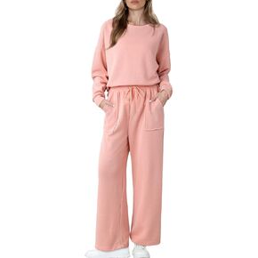 YIJIU 2 Piece Lounge Sets for Women Fall Long Sleeve Pullover Top and Long Pants Tracksuit Sweatsuit Casual Pajama Outfits
