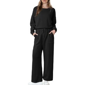 YIJIU 2 Piece Lounge Sets for Women Fall Long Sleeve Pullover Top and Long Pants Tracksuit Sweatsuit Casual Pajama Outfits