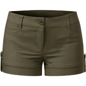 MixMatchy Women's Casual Body Enhancing Comfort Cuffed Shorts with Pockets