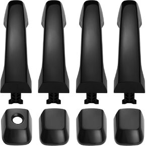 Exterior Door Handles Compatible with Toyota 4Runner 2010-2020 Lexus GX460,Replace# 69217-60150,69250-60030,69250-60010,Smooth Black,Set of 4