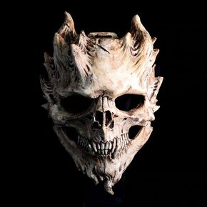 Skull Skeleton Mask Scary Demon Devil Mask Helmet With Moveable Jaw Realistic Halloween Cosplay Headgear for Adults