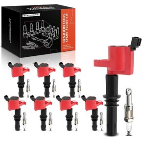 A-Premium Set of 8 Ignition Coil Pack and Iridium Spark Plugs Compatible with Ford Expedition F-150 F-250 F-350 Super Duty & Lincoln Mark LT Navigator 2005-5008
