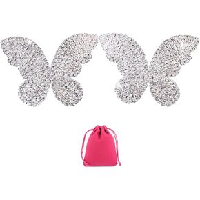 Sparkly Rhinestone Butterfly Pasties Breast Covers Reusable Invisible Bra Shiny Crystal Chest Nipple Stickers (Gold)