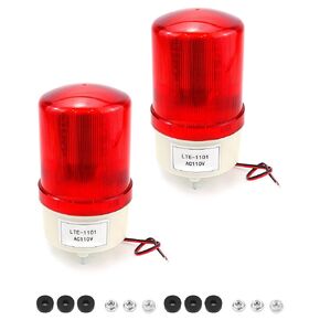 QWORK Industrial LED Rotating Strobe Beacon Warning Lights, 2 Pack, Red, 110V AC, 72 Flashes Per Minute, Waterproof, IP54