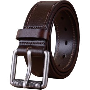 Men's Belt Full Grain Leather 1.6 Inch Width Casual Jeans Belt