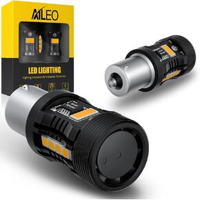 AILEO 1157 Switchback LED Bulbs,Dual-Color White/Amber,28W 4800LM 600% Brighter,CANBUS Error Free&Cooling Fan,Compatible with 2057 2357 7528 BAY15D P21/5W for Turn Signal,DRL,Parking Lights,2-Pack