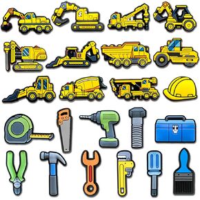 Sports Game Truck Alphabet Shoe Charms, Jurassic Astronaut Construction Vehicle Jungle Animal Croc Charms Pack for Shoe Decoration
