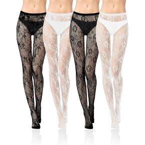 4 أزواج الجوارب جوارب شبكية الأزهار جوارب طويلة جوارب طماق الدانتيل الجوارب للنساء الفتيات هالوين in Kuwait