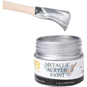 YongBo Metallic Silver Acrylic Paint, 100ml Silver Paint, Art Craft Paints for Canvas, Rock, Stone, Wood, Fabric, Art Supplies