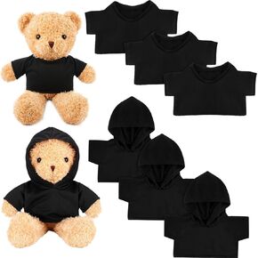 6 PCS Stuffed Bear Clothes Sublimation Stuffed Animal T-Shirt and Hoodie Plush Doll Tshirts Blank Plush Bear Hoodie Fit 14-18 Inches Stuffed Bear Doll
