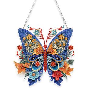 Nivvey DIY Hanging Diamond Art Pendant Painting Kit Butterfly, Special Crystal Gem Craft Painting Kit Ornament, Box Package,9.0x9.8inch