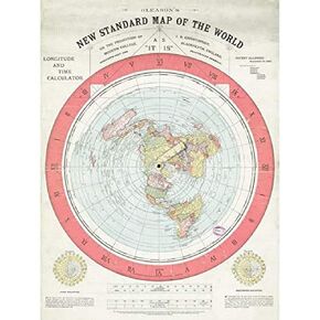 Artery8 Map Gleason 1892 World Time Calculator Flat Earth Art Print Framed Poster Wall Decor 12x16 inch