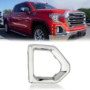 Pair Front Fog Light Bezel Cover 2019-2023, Compatible with GMC Sierra 1500 4-Door Denali SLT AT4, Fog Lamp Cover Trim Replace# 84176753 84176752, Gloss Black (Left & Right Side)