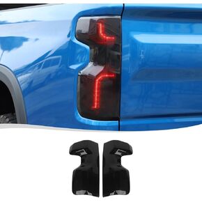 Voodonala for Chevy Silverado 1500 ZR2 2022+ Rear Tail Lamp Cover Smoke Black Brake Warning Lamp Cover Compatible with Chevrolet Silverado 2022 2023 2024(2Pcs/set,Smoke Black,ABS)