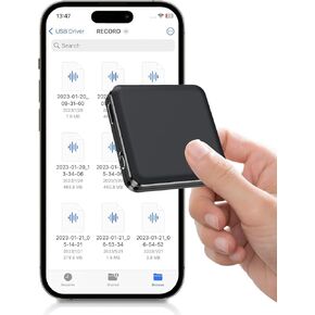 128G Magnetic Voice Recorder - 160 Hrs Battery Life, 1600 Hrs Storage, Voice Activated, One-Button Recording, Phone and Computer Playback - Ideal for Lectures, Meetings, Interviews, Classes