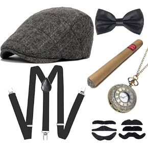 UTOWO 1920s Costume Accessories Mens 20s Outfit Cosplay Accessories for Men Old Man Costume Grandpa Accessories