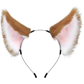 Gorou Ears and Tail Set Game Cosplay Headdress Fox Ears Headband Furry Fursuit Costume Accessories