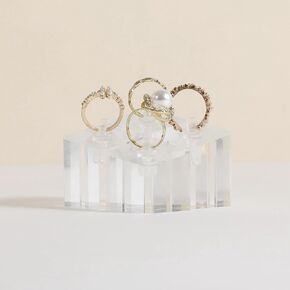 GemeShou 4pcs Acrylic Jewelry ring display stand for selling, Clear Ring Jewelry holder for show, Transparent Ring storage stands with clips【Acrylic ring holder- set of 4】