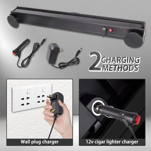 شريط إضاءة LED لاسلكي لمقطورة السحب مع جهاز إرسال دائري 7 دبابيس، قاعدة مغناطيسية قوية، شريط ضوء سحب للطوارئ لإشارة الفرامل/الانعطاف للسيارات ذات حواجز الطرق، بطارية قابلة لإعادة الشحن، 23 بوصة in Kuwait