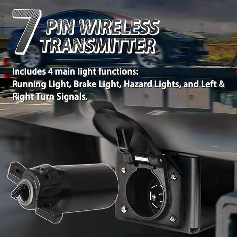 شريط إضاءة LED لاسلكي لمقطورة السحب مع جهاز إرسال دائري 7 دبابيس، قاعدة مغناطيسية قوية، شريط ضوء سحب للطوارئ لإشارة الفرامل/الانعطاف للسيارات ذات حواجز الطرق، بطارية قابلة لإعادة الشحن، 23 بوصة in Kuwait