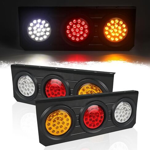 2 قطعة مجموعة مصابيح خلفية LED للمقطورة، 12 فولت - 24 فولت 4 بوصة مصابيح خلفية LED مستديرة للمقطورة لمصابيح تشغيل إشارة الانعطاف in Kuwait