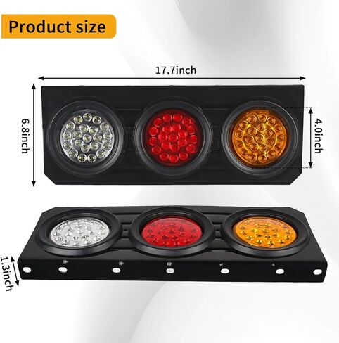2 قطعة مجموعة مصابيح خلفية LED للمقطورة، 12 فولت - 24 فولت 4 بوصة مصابيح خلفية LED مستديرة للمقطورة لمصابيح تشغيل إشارة الانعطاف in Kuwait