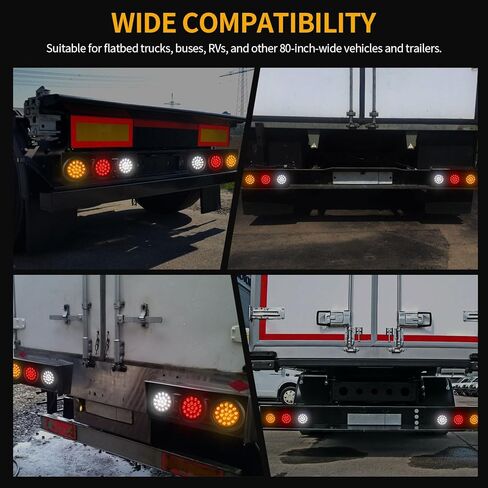 2 قطعة مجموعة مصابيح خلفية LED للمقطورة، 12 فولت - 24 فولت 4 بوصة مصابيح خلفية LED مستديرة للمقطورة لمصابيح تشغيل إشارة الانعطاف in Kuwait