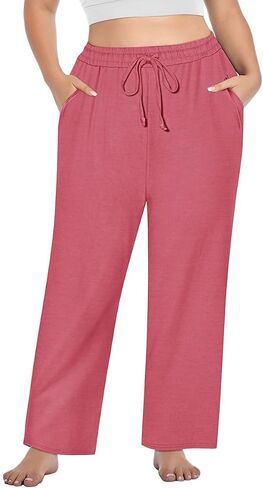 RITERA Plus Size Pants for Women Soft Lounge Joggers Sweatpants Casual Loose Comfy Pajama Drawstring Pant with Pockets XL-5XL in Kuwait