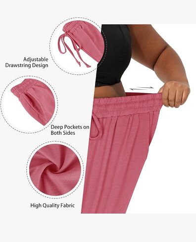 RITERA Plus Size Pants for Women Soft Lounge Joggers Sweatpants Casual Loose Comfy Pajama Drawstring Pant with Pockets XL-5XL in Kuwait