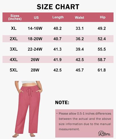 RITERA Plus Size Pants for Women Soft Lounge Joggers Sweatpants Casual Loose Comfy Pajama Drawstring Pant with Pockets XL-5XL in Kuwait